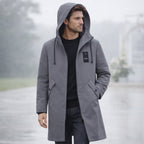 Men's Waterproof Longline Rain Jacket – Hooded, Windproof