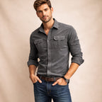 Men's Corduroy Shirt – Button-Down with Chest Flap Pockets