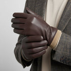 Men's Leather-Look Driving Gloves – Warm Knit Lining