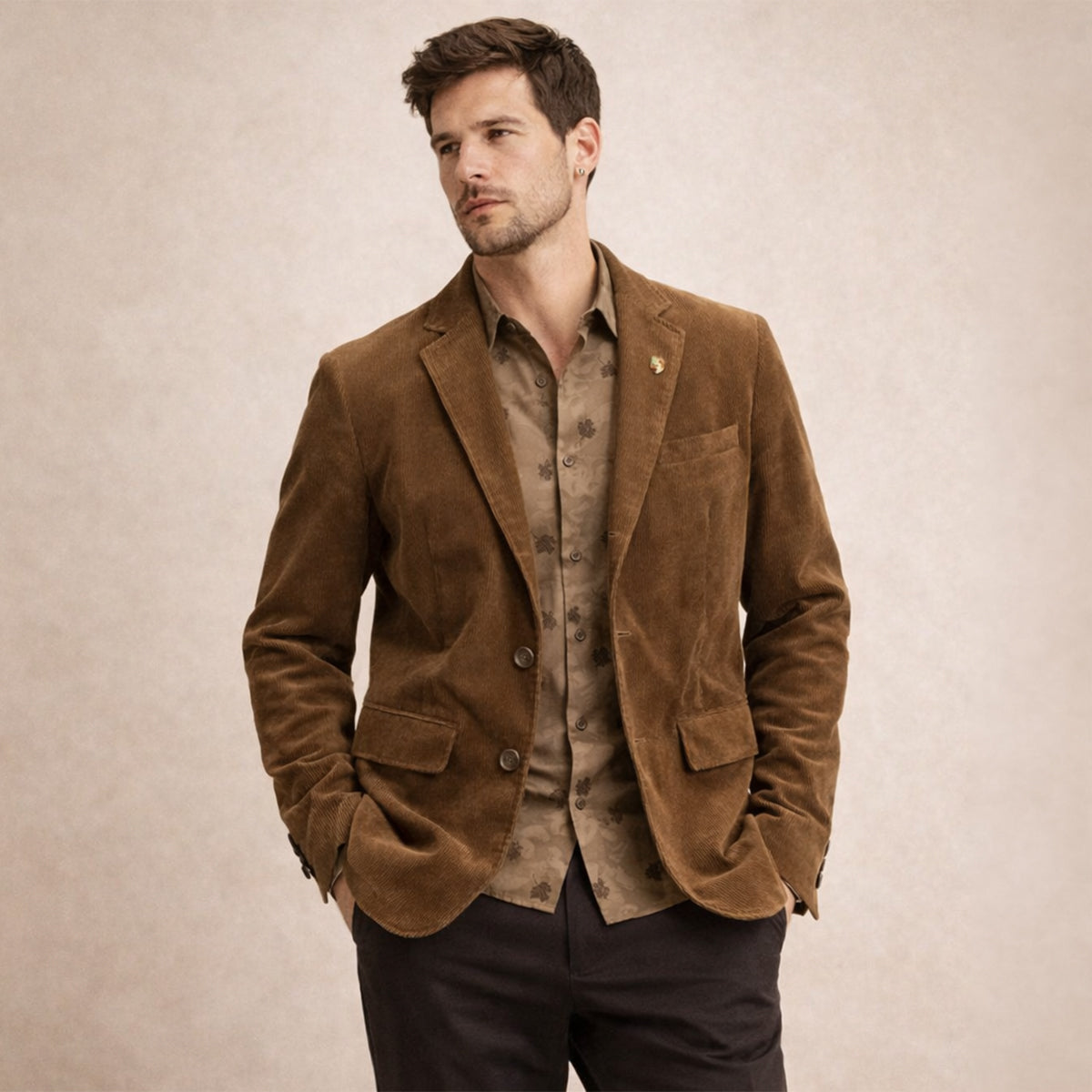 Men's Corduroy Blazer with Elbow Patches – Vintage Cut