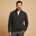 Men's Soft-Knit Half-Zip Jumper – Ribbed Texture