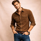 Men's Corduroy Shirt – Button-Down with Chest Flap Pockets