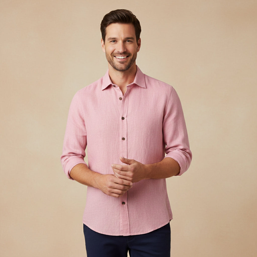Men's Long-Sleeve Linen Shirt – Relaxed Vintage Cut