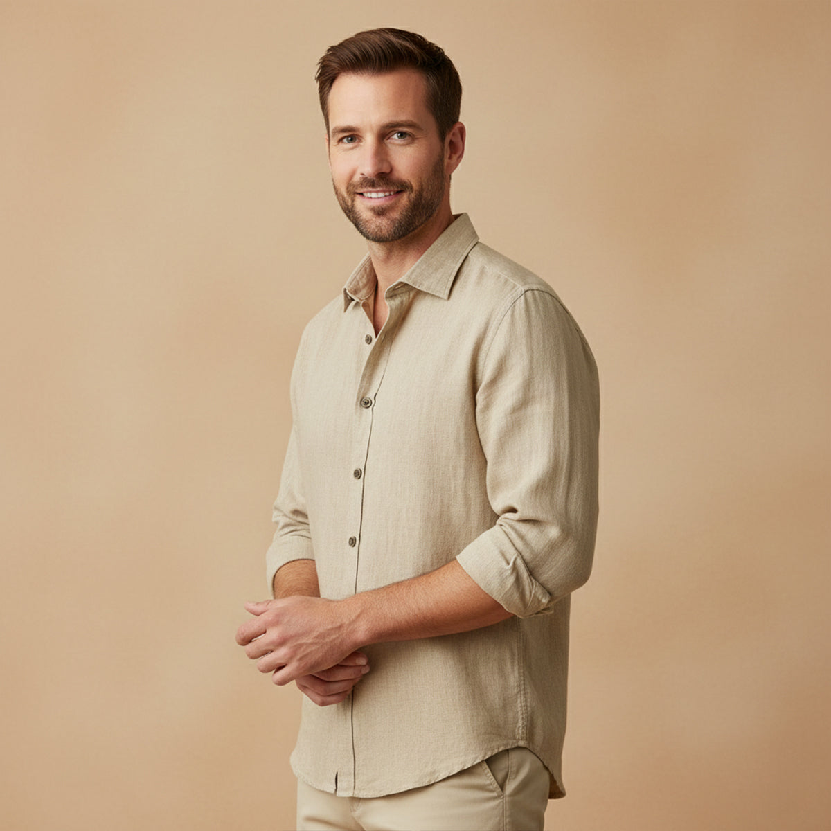 Men's Long-Sleeve Linen Shirt – Relaxed Vintage Cut
