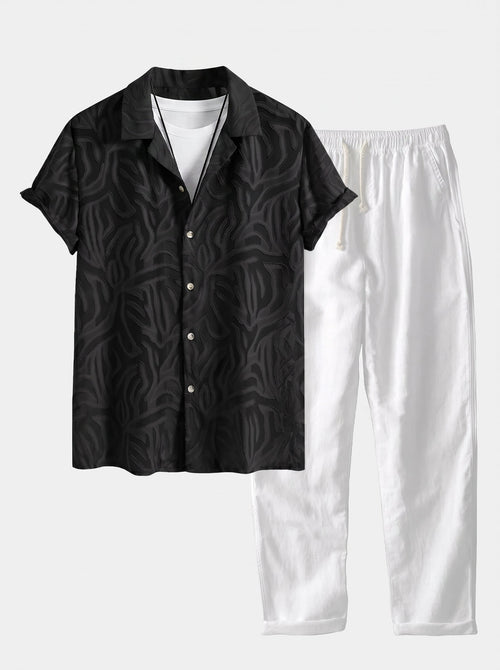 Men's Cuban Collar Summer Co-Ord – Textured Shirt
