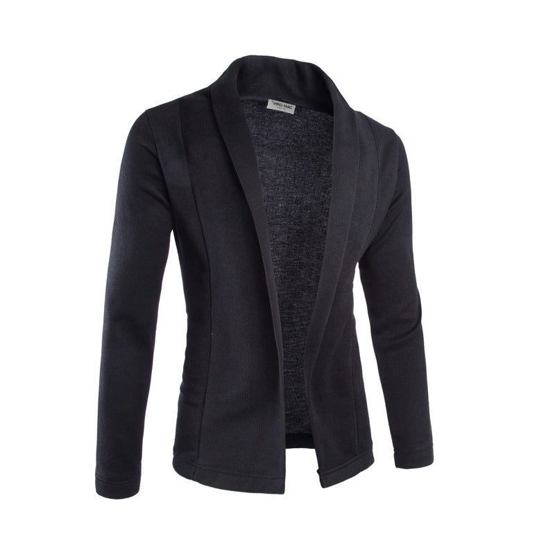 Men's Open-Front Shawl Collar Cardigan – Long-Sleeve Relaxed Knit Layer