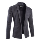 Men's Open-Front Shawl Collar Cardigan – Long-Sleeve Relaxed Knit Layer