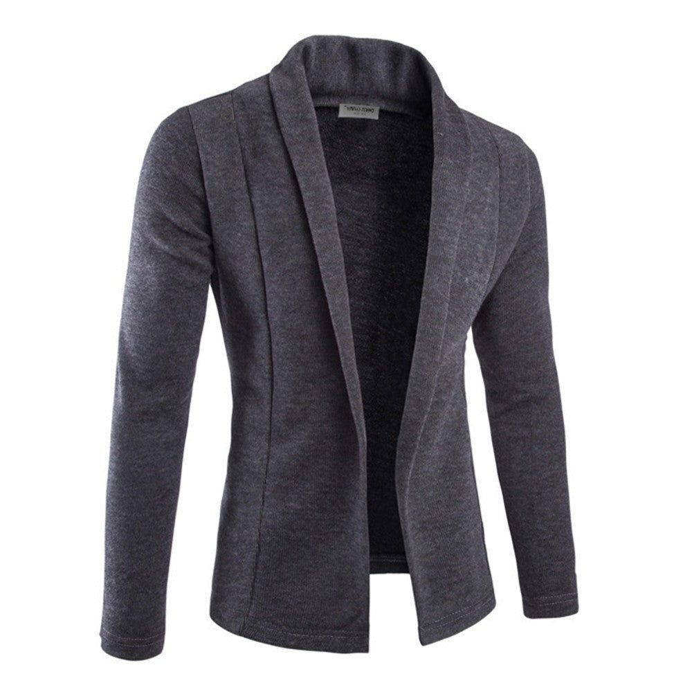 Men's Open-Front Shawl Collar Cardigan – Long-Sleeve Relaxed Knit Layer
