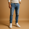 Men's Slim-Fit Stretch Denim Jeans – Comfortable Full-Length Casual Trousers for Everyday Weekend Travel and Smart Casual Wear