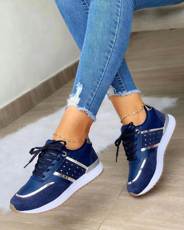 Damskie sneakersy wiązane – granatowe