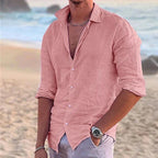 Men's Slim-Fit Long-Sleeve Summer Shirt – Lightweight Button-Up