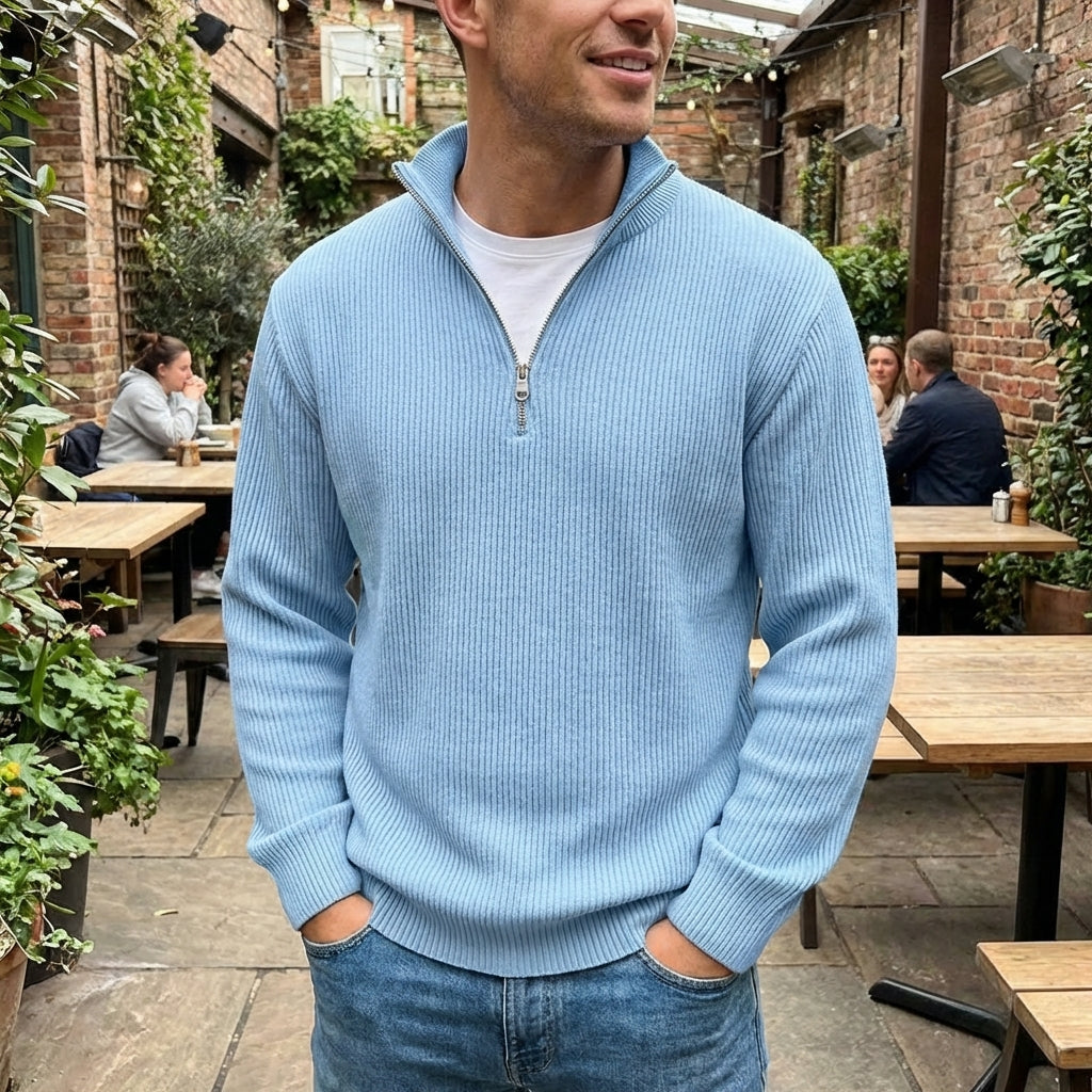Men's Ribbed Cotton Crew Jumper – 10 Colours, S to 5XL