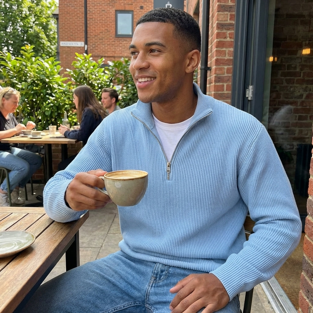 Men's Ribbed Cotton Crew Jumper – 10 Colours, S to 5XL