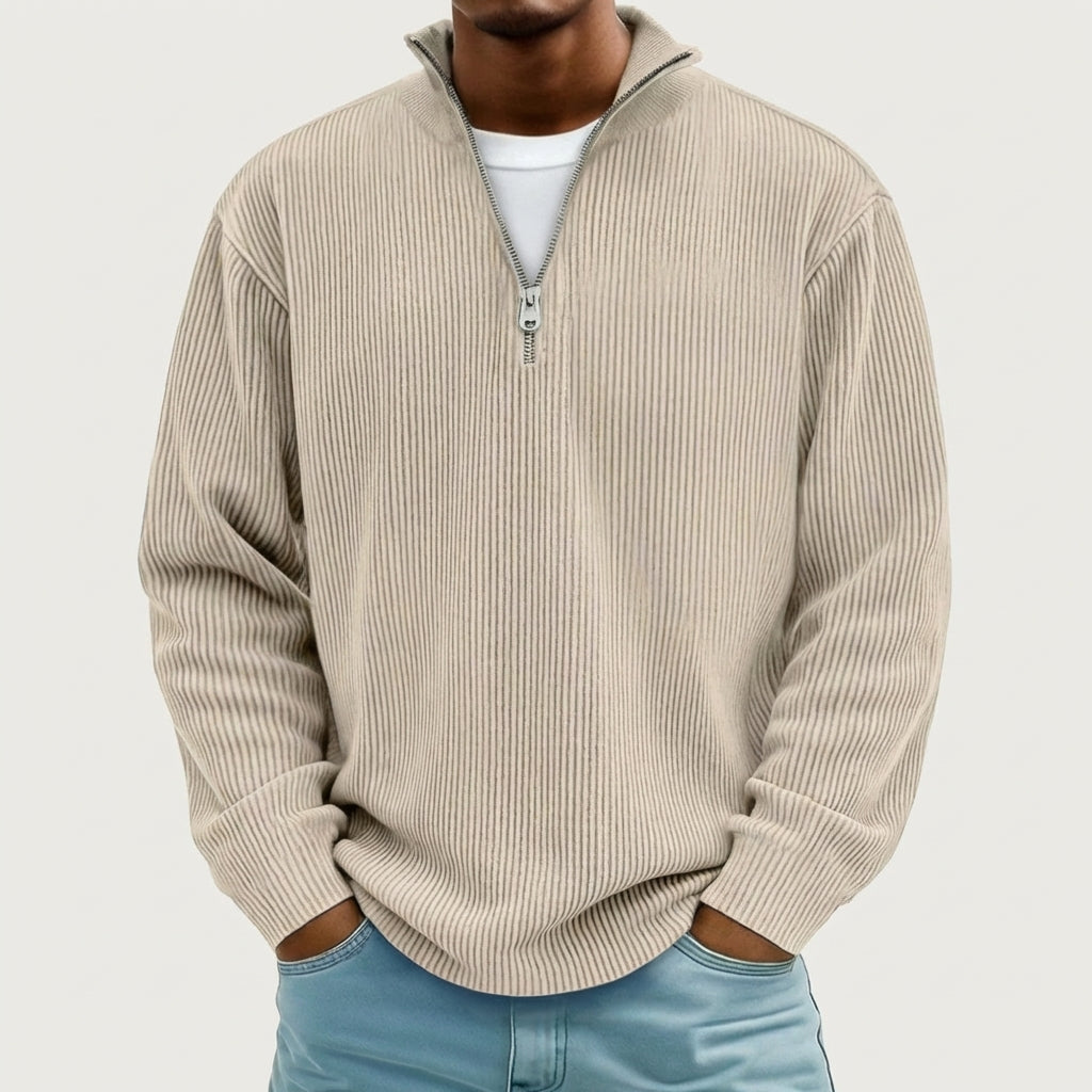 Men's Ribbed Cotton Crew Jumper – 10 Colours, S to 5XL