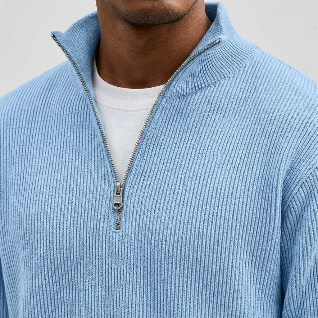 Men's Ribbed Cotton Crew Jumper – 10 Colours, S to 5XL