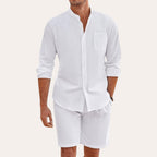 Men's linen-look Shirt and Shorts Set – Breathable Summer Outfit