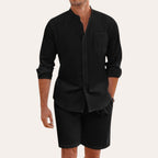 Men's linen-look Shirt and Shorts Set – Breathable Summer Outfit