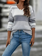 Women's V-neck Jumper with long sleeves – Mixed