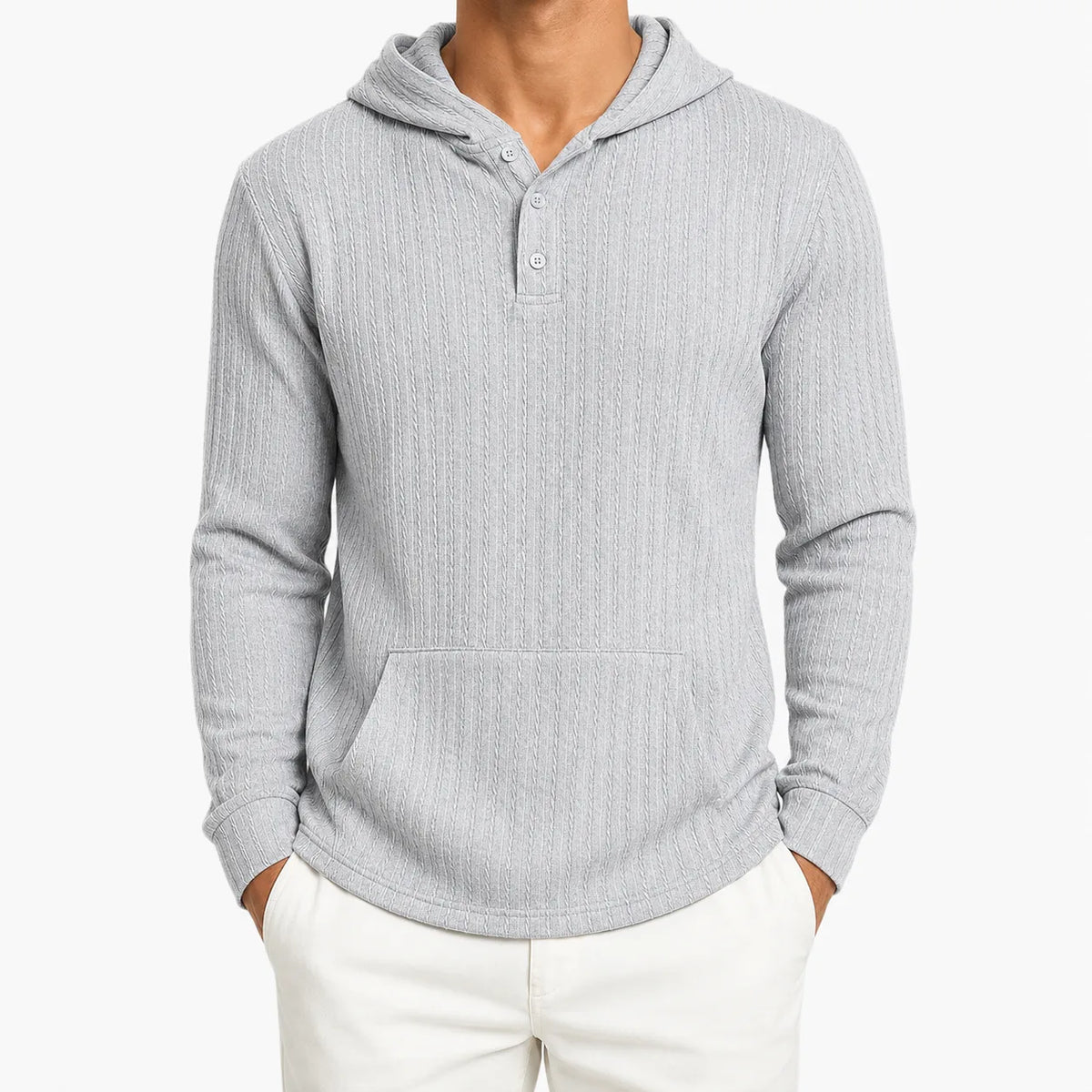 Men's Hoodie with Textured Finish and Hood
