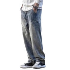 Men's Stonewashed Straight-Leg Jeans – Relaxed Denim Trousers