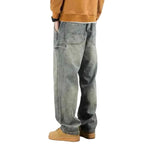 Men's Stonewashed Straight-Leg Jeans – Relaxed Denim Trousers
