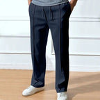 Men's Straight-Leg Trousers – Drawstring Waist Tailored Pants