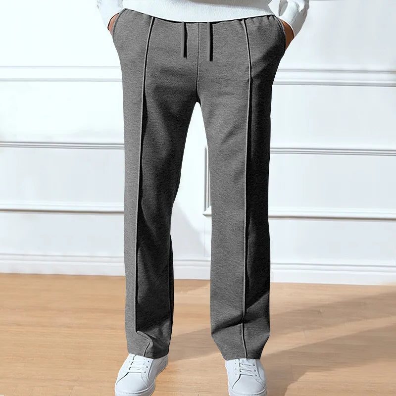 Men's Straight-Leg Trousers – Drawstring Waist Tailored Pants