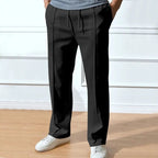 Men's Straight-Leg Trousers – Drawstring Waist Tailored Pants