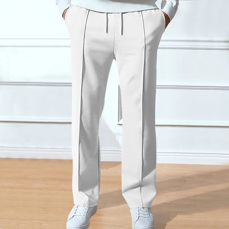 Men's Straight-Leg Trousers – Drawstring Waist Tailored Pants