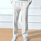 Men's Straight-Leg Trousers – Drawstring Waist Tailored Pants