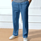 Men's Straight-Leg Trousers – Drawstring Waist Tailored Pants