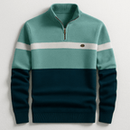 Men's Quarter-Zip Colour-Block Sweater – Knitted Pullover