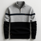 Men's Quarter-Zip Colour-Block Sweater – Knitted Pullover