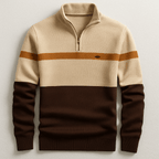 Men's Quarter-Zip Colour-Block Sweater – Knitted Pullover