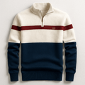 Men's Quarter-Zip Colour-Block Sweater – Knitted Pullover