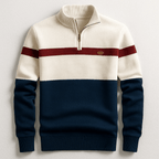 Men's Quarter-Zip Colour-Block Sweater – Knitted Pullover
