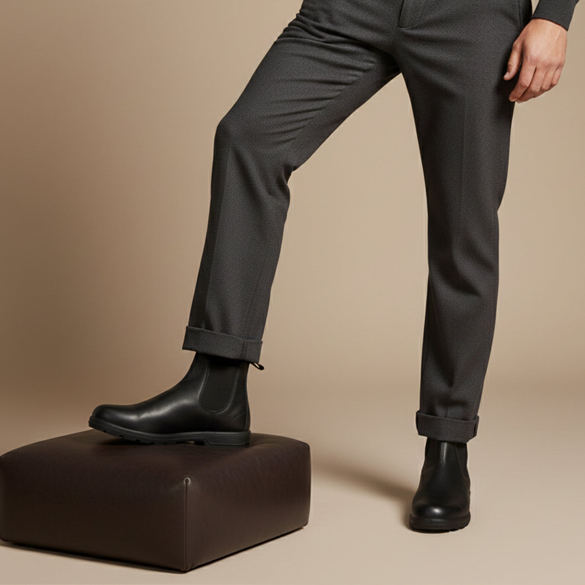 Men's Leather-Look Chelsea Boots – Red Sole Detail