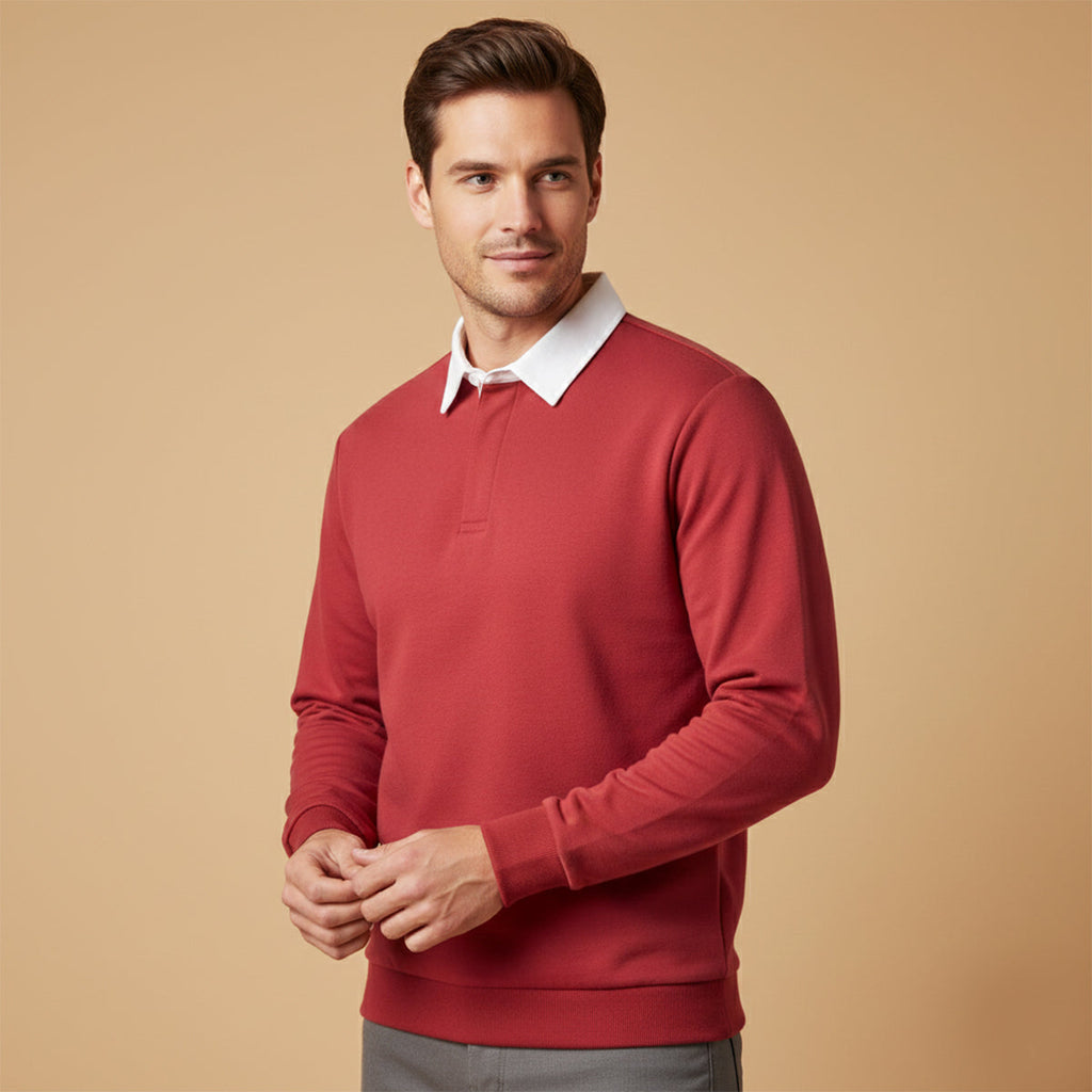 Men's Long-Sleeve Knitted Polo Shirt – Classic Collar