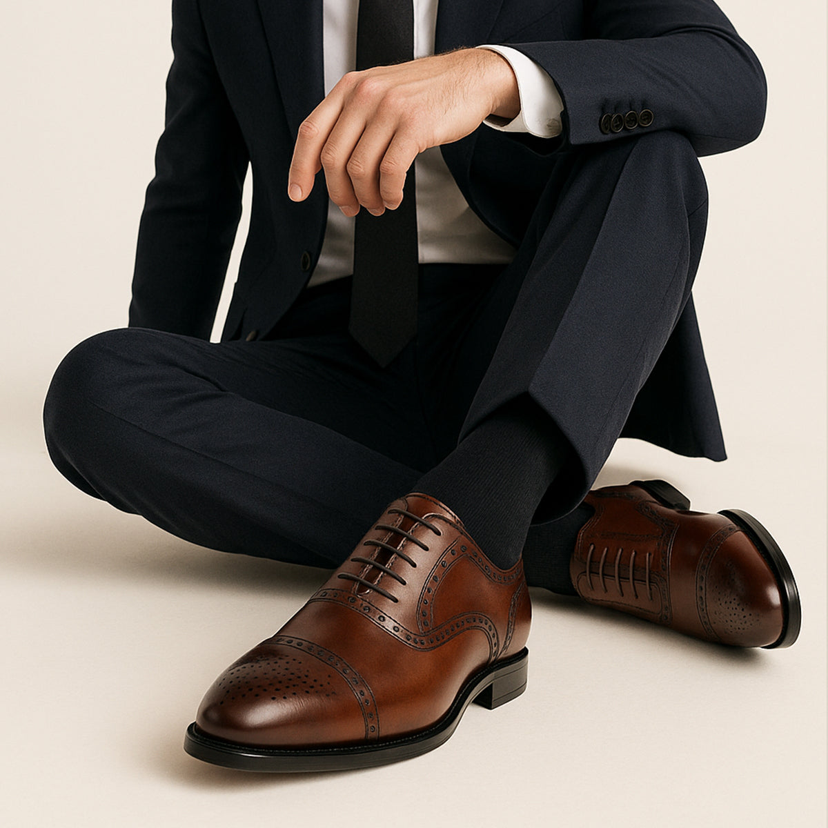Men's Leather-Look Brogue Dress Shoes – Formal Lace-Up