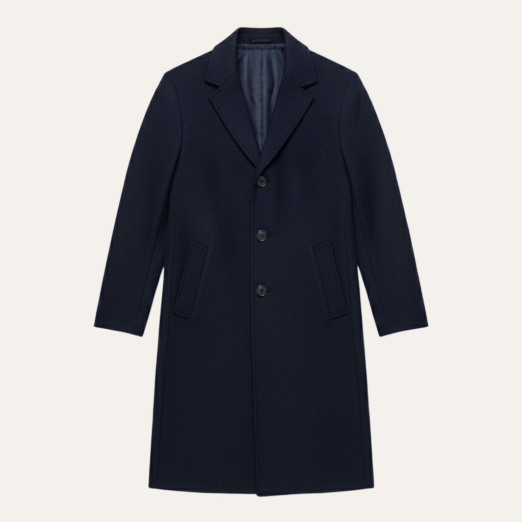 Men's Tailored Classic Overcoat – Lapel Collar, Single-Breasted