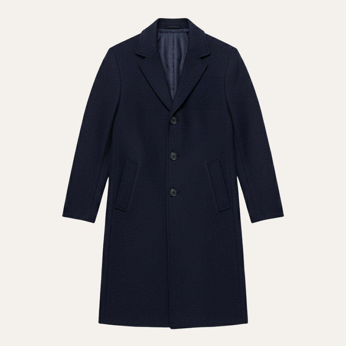 Men's Tailored Classic Overcoat – Lapel Collar, Single-Breasted