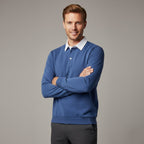 Men's Long-Sleeve Knitted Polo Shirt – Classic Collar