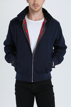 Men's Harrington Jacket – Tartan Lined Zip-Up Casual Outerwear