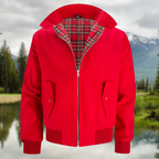 Men's Harrington Jacket – Tartan Lined Zip-Up Casual Outerwear