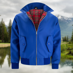Men's Harrington Jacket – Tartan Lined Zip-Up Casual Outerwear