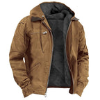 Men's suede-look Hooded Bomber Jacket – Fleece-Lined Zip-Up Jacket