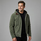 Men's suede-look Hooded Bomber Jacket – Fleece-Lined Zip-Up Jacket