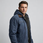 Men's suede-look Hooded Bomber Jacket – Fleece-Lined Zip-Up Jacket