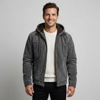 Men's suede-look Hooded Bomber Jacket – Fleece-Lined Zip-Up Jacket