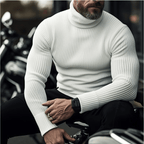 Men's Ribbed Turtleneck Knit Sweater – Warm Slim-Fit Long-Sleeve Pullover